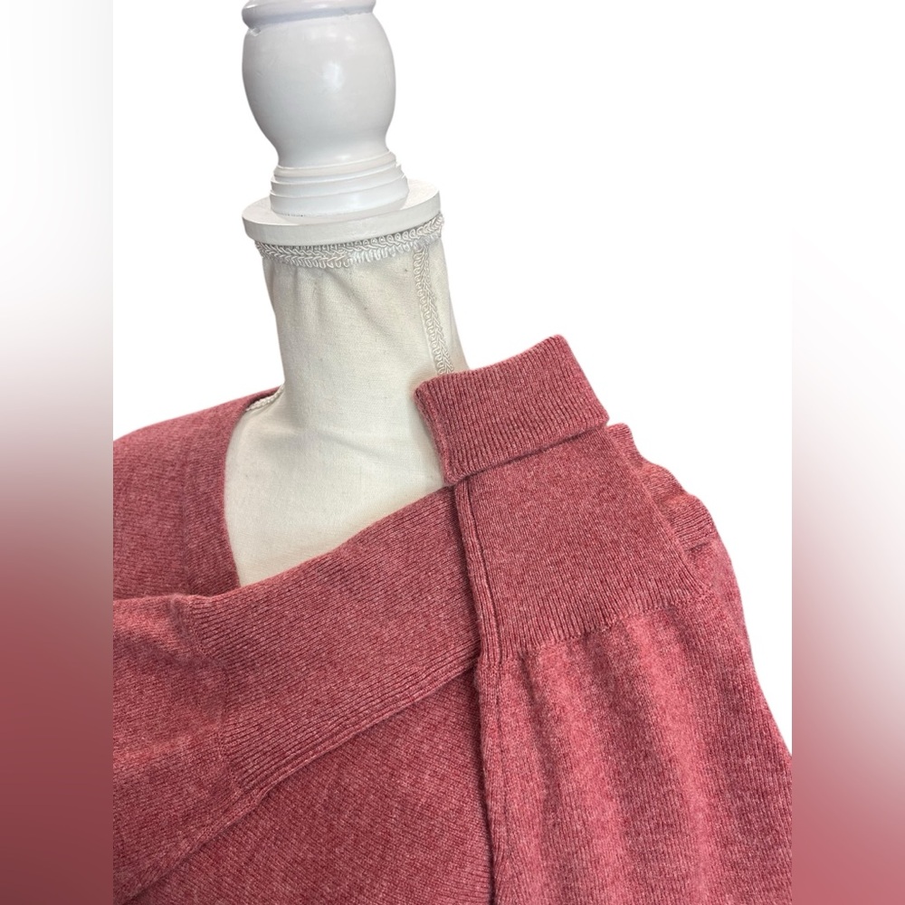 Garnet Hill 100% Cashmere V-Neck Sweater Rosewood Pink Small Soft Luxury Knit - Picture 7 of 10